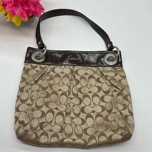 Coach Brown Tan Logo Shoulder Bag CP7509
